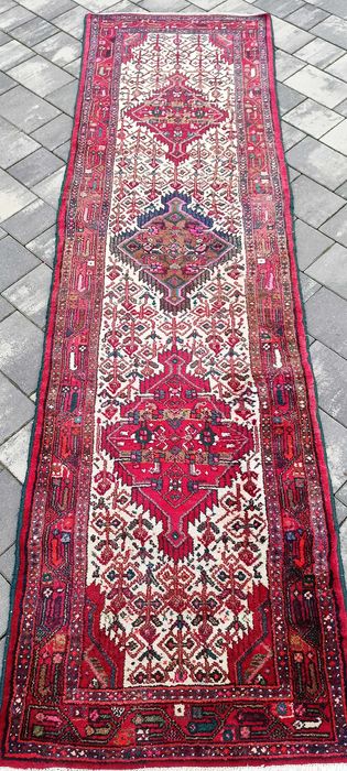 Hamadan chodnik wełniany tkany ręcznie 293 x 81 cm wełna irański pers