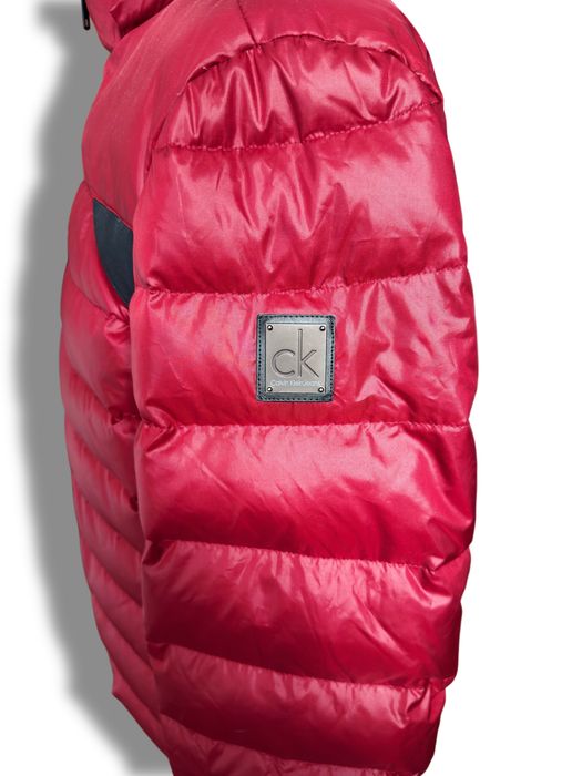 Calvin Klein Jeans Kurtka Puchowa L Czerwona Puch Pierze Zimowa Premium CK