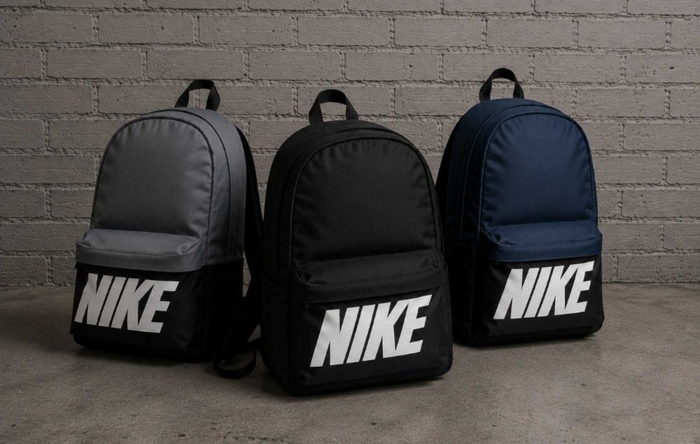 Качественный мужской городской рюкзак. Рюкзак для учёбы Nike. Цвет: черный, синий, серый.