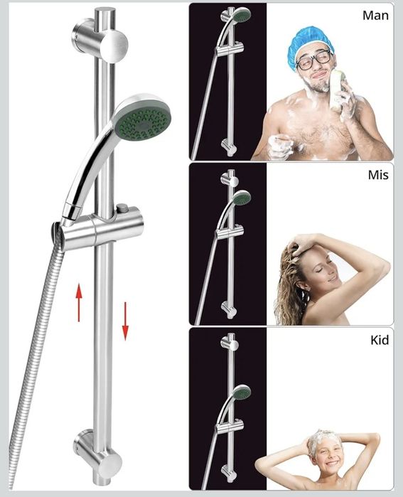 QWORK® Drążek prysznicowy 66 cm