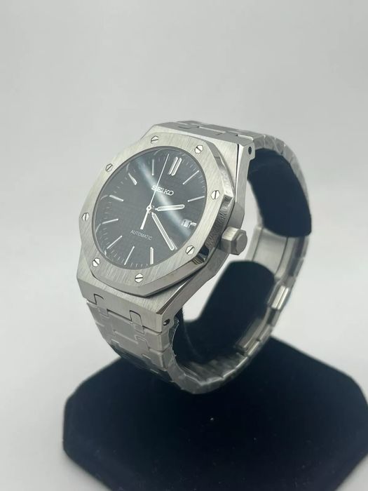 SEIKO MOD Royal OAK Czarny Black Custom NOWY Zegarek Męski