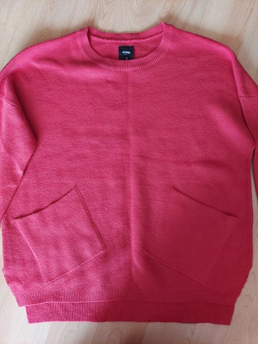 Sinsay sweter czerwony czerwień kieszenie oversize