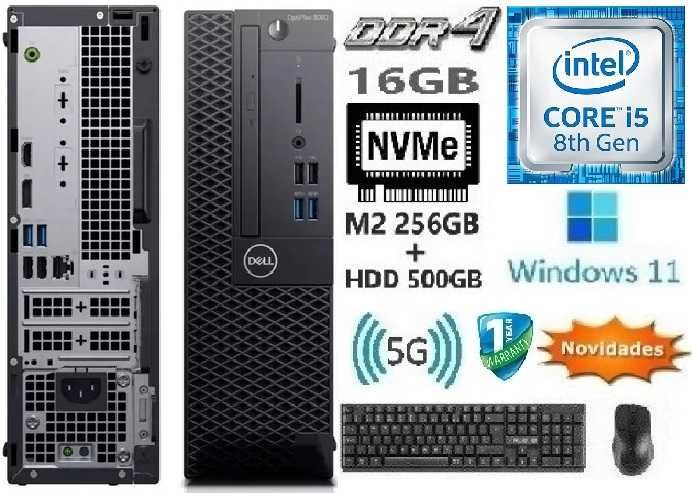 Pç DELL 3060 8ªG.|i5.8500-4.0G|16G|HDMI|NVMe256+HD500|5G+BT|TPM2.0|W11