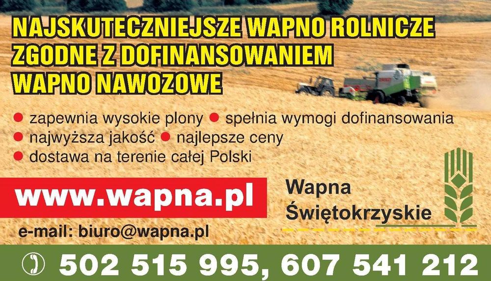 Wapno nawozowe, nawóz, Magnezowe, Węglanowe, Kreda-DOTACJE PL I UE***