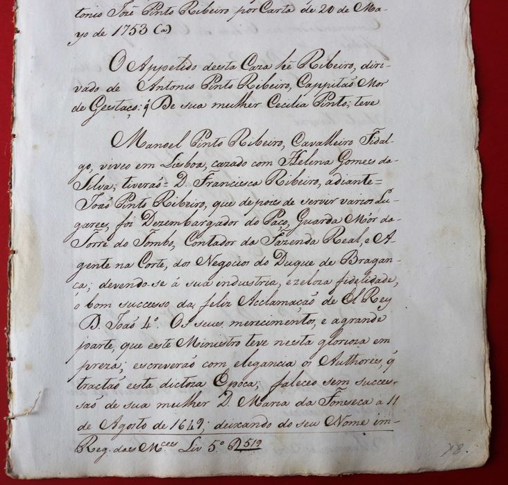 Comendadores São Gens de Parada Bragança 1753 Pinto Ribeiro