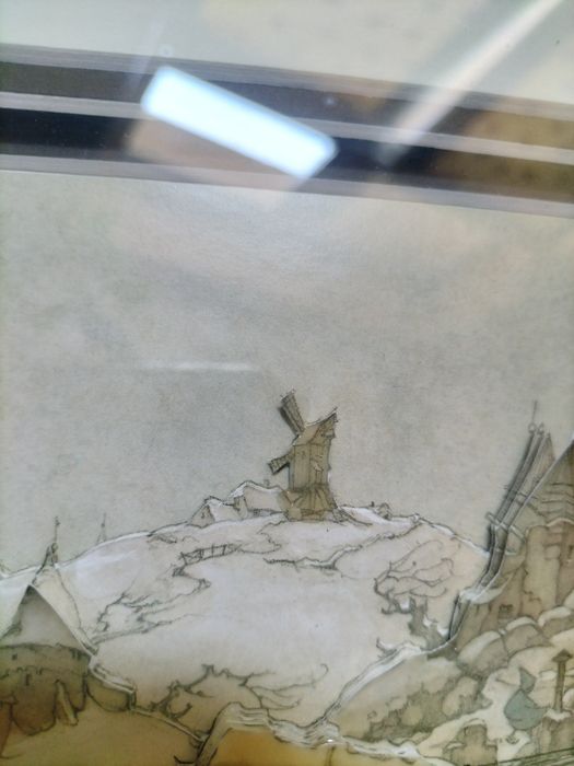 Vintage obraz 3D Anton Pieck Wóz na oblodzonym moście