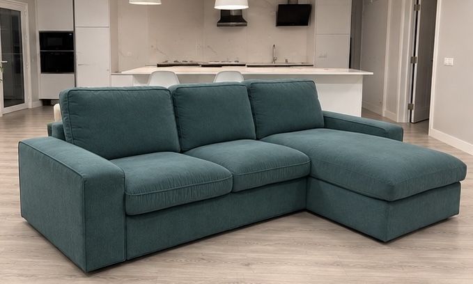 Sofá IKEA KIVIK 3 lugares com chaise longue – Verde/Turquesa