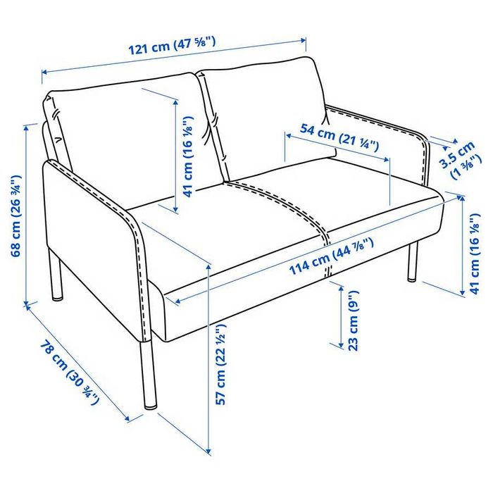 Sofá 2 Lugares Ikea GLOSTAD Knisa cinzento escuro