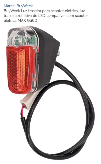 Luz de travão traseira para trotinete Max G30 e G30D