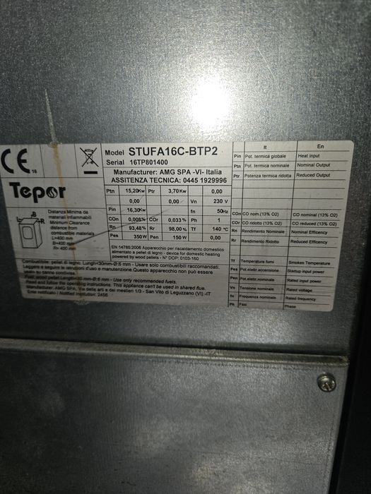 Salamandra a pellets 16kw