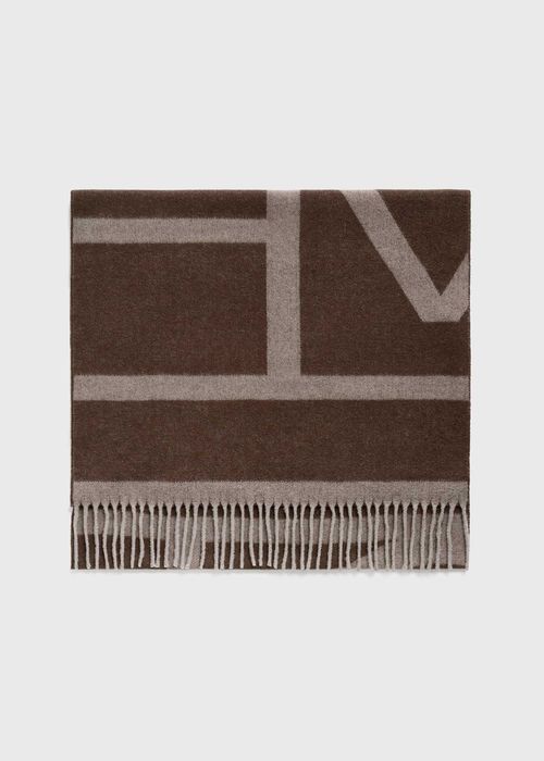Шарф Toteme Monogram Jacquard Wool Scarf Dark Beige