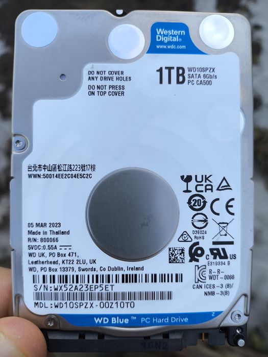 Новий накопичувач HDD 2.5" SATA 1.0TB WD Blue 5400rpm 128MB (WD10SPZX)