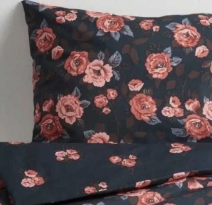 Nowa IKEA BACKVICKER 140x200 Pościel Komplet Pościeli Perkal Kwiaty Perkalowa Trwała Kwiatowy Wzór