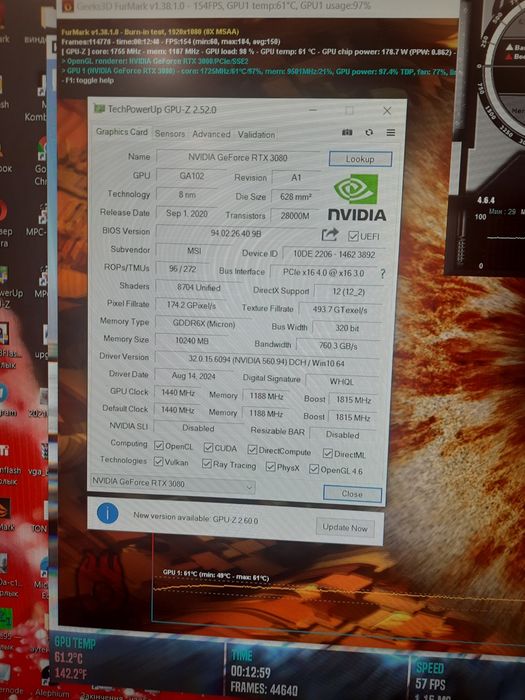 Видеокарта MSI GEFORCE SUPRIM X RTX 3080 10Gb LHR и другие карты ОБМЕН