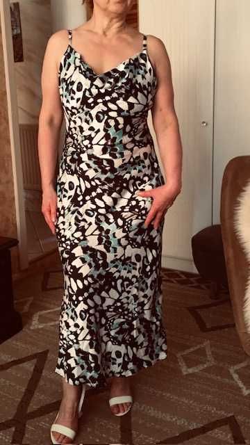Elegancka  satynowa midi sukienka 38