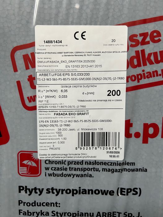 Styropian arbet grafit 0,33 gr 20 cm 250 m2