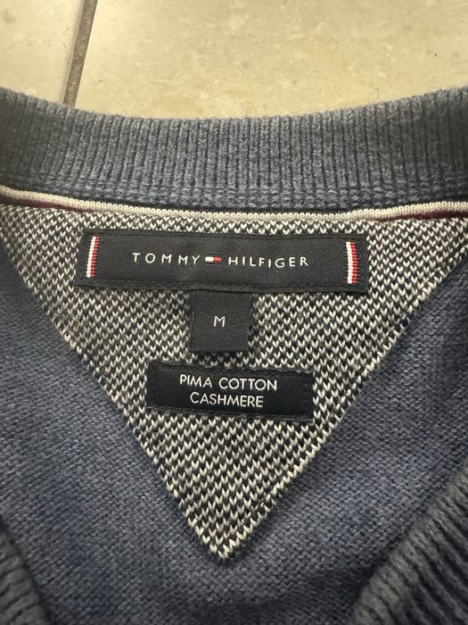 Tommy Hilfiger,męski sweter r.M niebieski extra stan bawełna + kaszmir