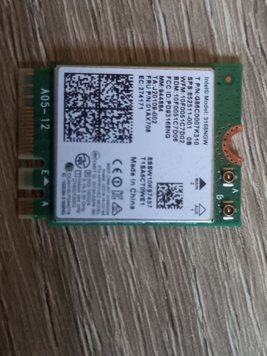 wi-fi модуль intel 3168NGV озу 4gb