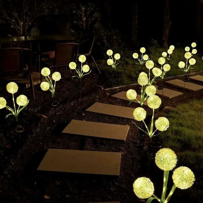 Solarne Lampki Ogrodowe LED Kwiaty Wodoodporne Z Czujnikiem