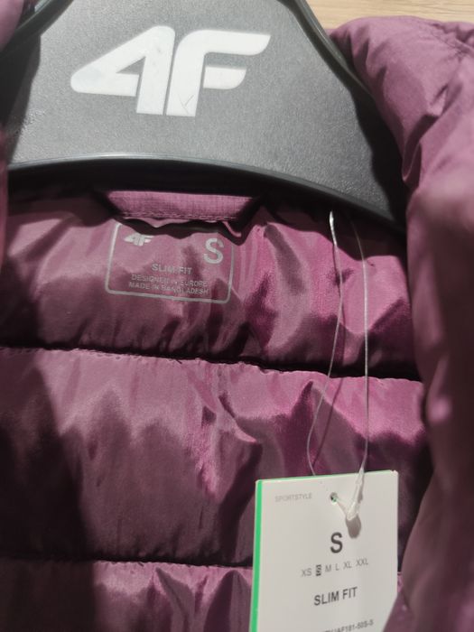 Kamizelka bezrękawnik puchowy damski 4F rozmiar S śliwkowy