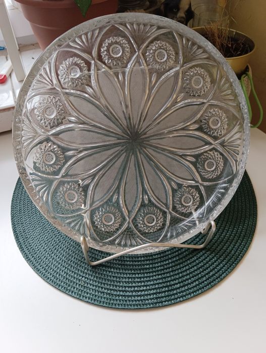 Duży talerz kryształowy prl