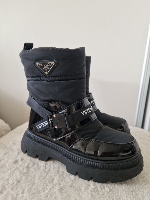 Śniegowce buty zimowe na platformie młodzieżowe damskie
