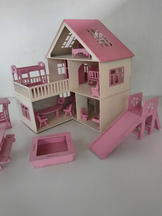 Ляльковий будинок Бежевий Дом с мебелью для лол, домик для кукол
