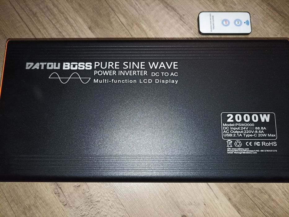 Інвертор DATOUBOSS 2000Ватт, 24/220 + подарунок.