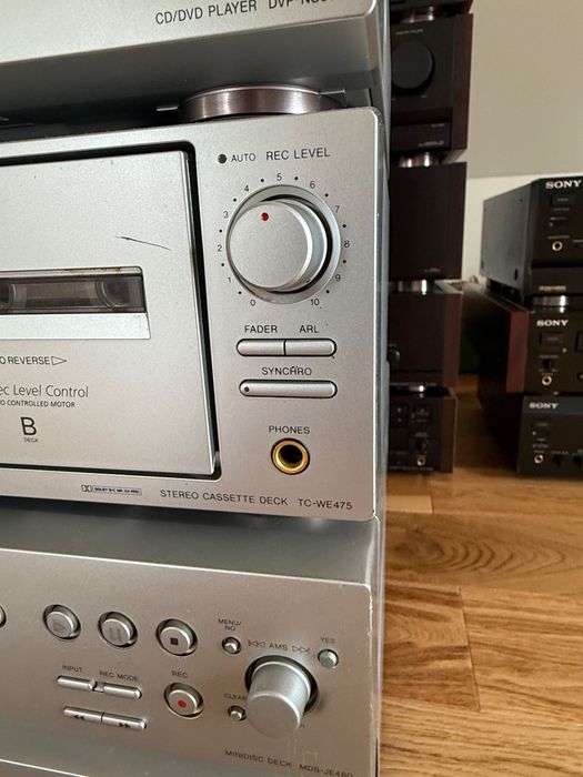 sony zestaw wieża str-de475, mds-je480, tc-we475, dvp-ns300