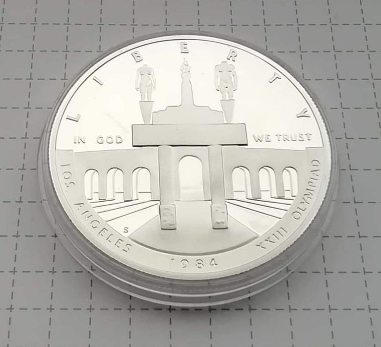 США 1 долар 1984р. СРІБЛО. ПРУФ. Олімпіада в Лос-Анджелес.