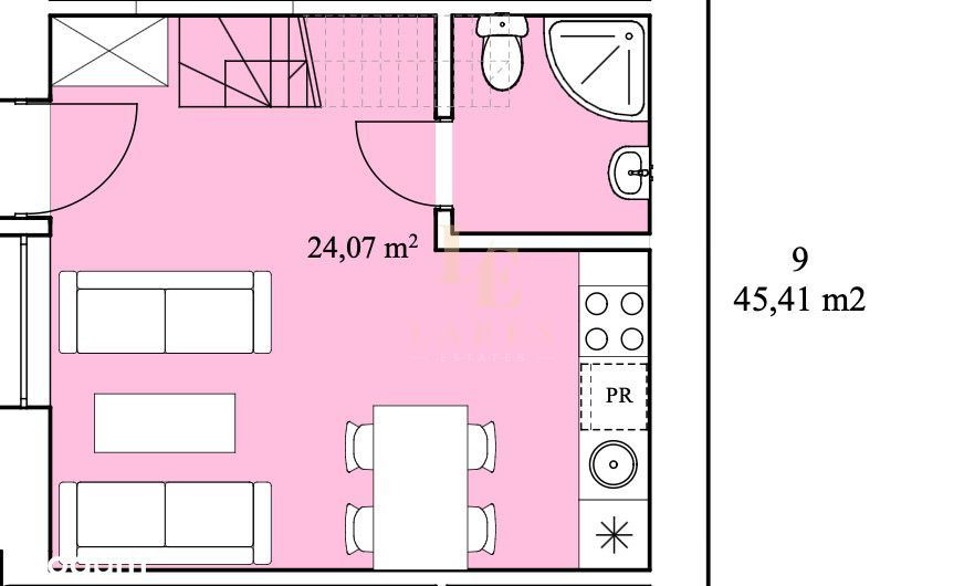 Dwupoziomowe 45,41 m² | Stan deweloperski