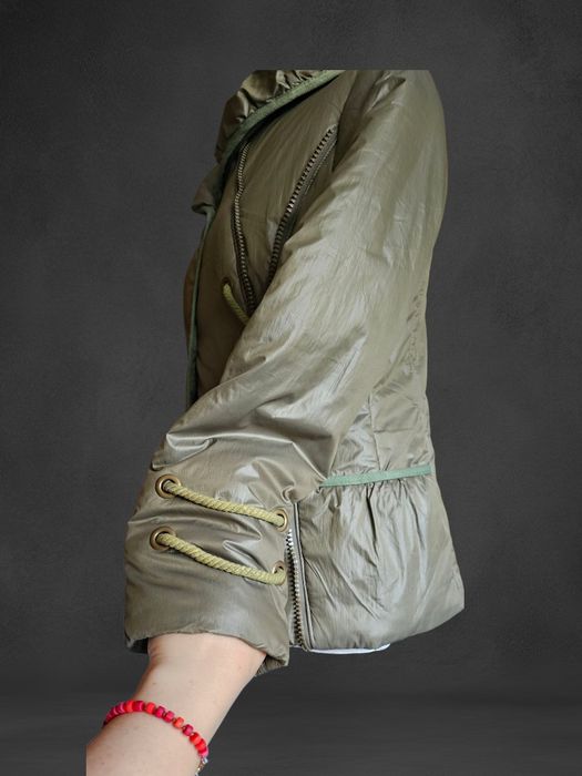 Włoska kurtka unikat Vintage ocieplana taliowana M-L premium khaki