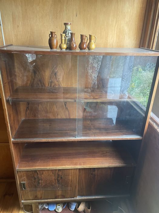 Biblioteczka gablota witryna z szybą szkłem vintage PRL antyk