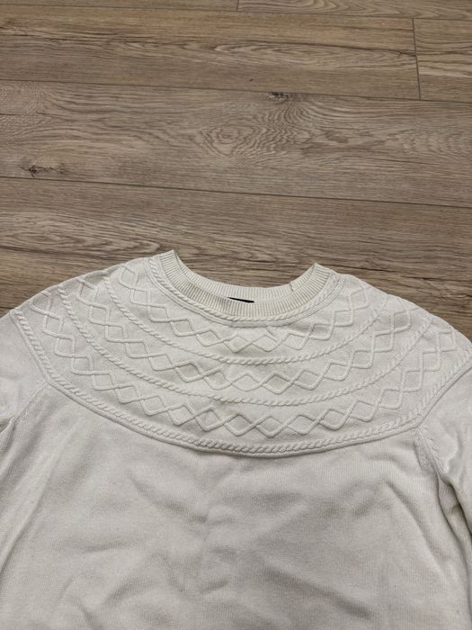 Kremowy bawełniany kaszmirowy świąteczny zimowy sweter M Talbots