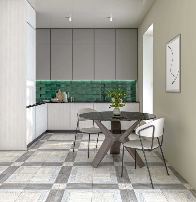 Матовая Серо Бежевая плитка на Пол French Wood 400х400х7 мм