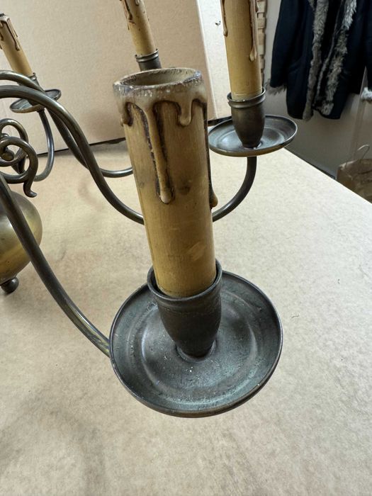 Lampa Żyrandol mosiężny retro 8 ramienny