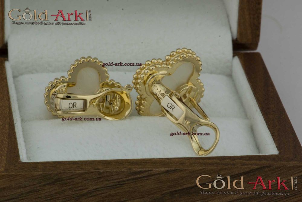 Серьги Ван Клиф с белым перламутром