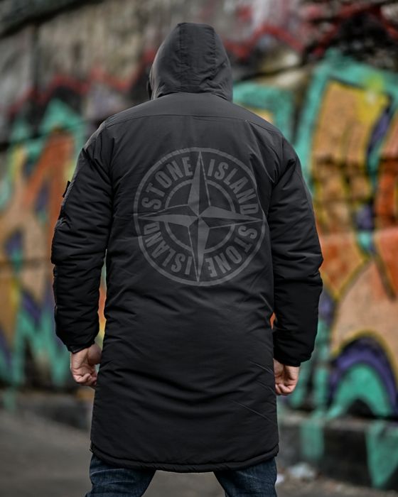 Стильная зимняя куртка мужская, парка, зимова куртка чоловіча чорна