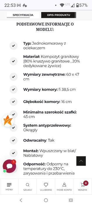 Zlewozmywak kuchenny granitowy