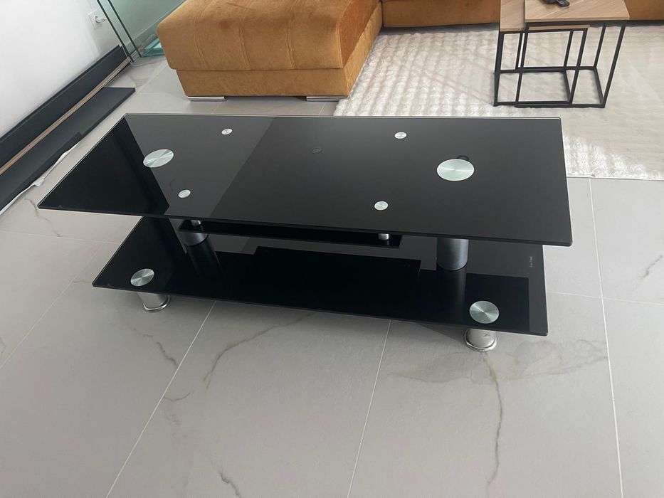 Mesa de centro em inox e  vidro