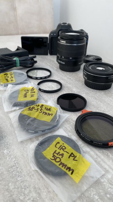 Canon 200D kit + 24mm + 50mm + 18-55mm + фільтри + 2 батареї