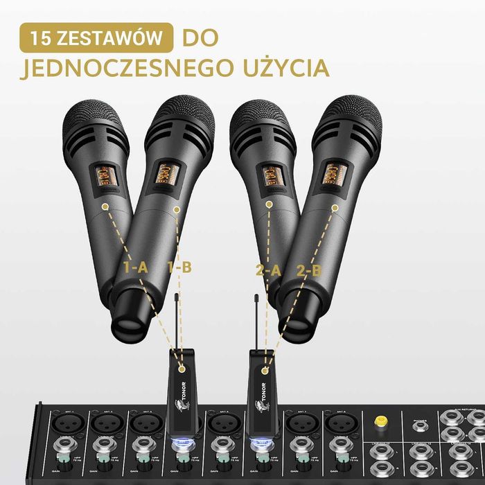 Tonor Tw320 Mikrofon Bezprzewodowy Uhf 2x Mic Karaoke Dj Wesela