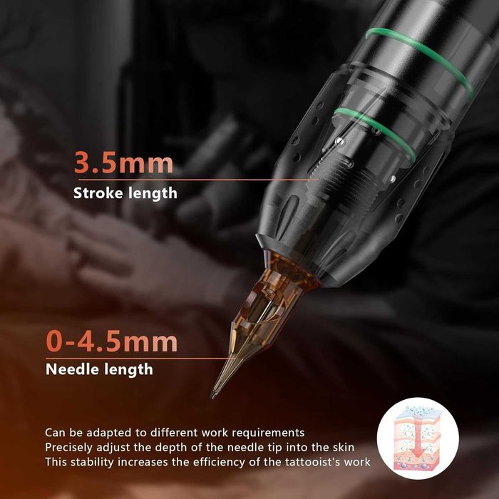 Kit Tatuagem Tattoo Máquina Rotativa Bateria Mala Agulhas Acessórios