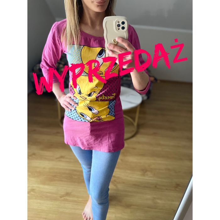 bluzka / tunika z rękawem 3/4 – Tweety, różowa