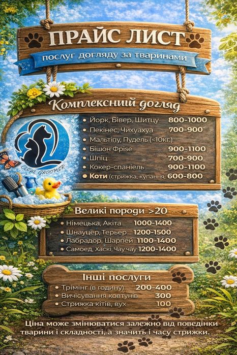 Догляд за тваринами! Грумінг: стрижки, купання, експрес-лінька, тріміг