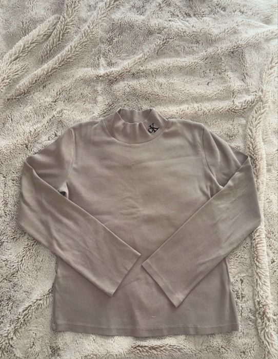 Calvin Klein pół golf beżowy khaki sweter eleganacki xs s m l xl 3xl