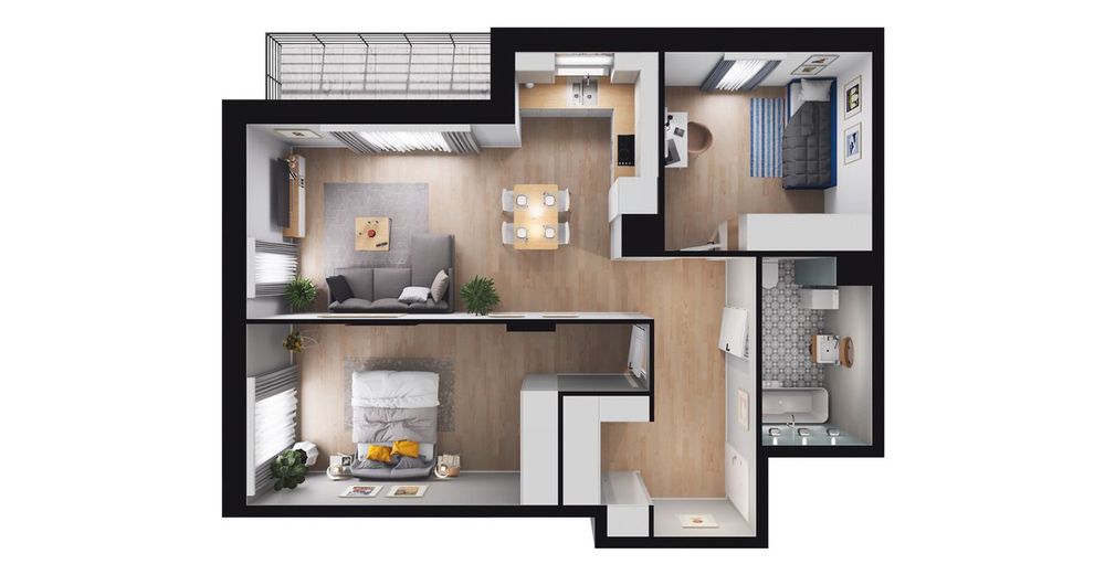 3-pokojowe mieszkanie 65 m² + balkon Bez Prowizji - Widok 3