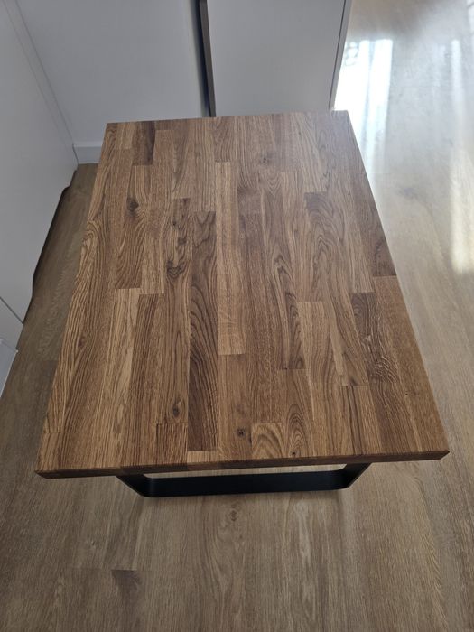 Stolik kawowy loft, naturalny blat dębowy