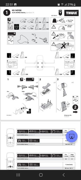 Thule kits para barras de tejadilho (ver texto com referências)