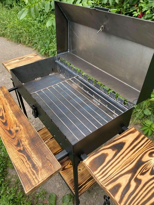 Мангал Grill усиленный.  На 12 шампуров Розкладний стаціонарний мангал